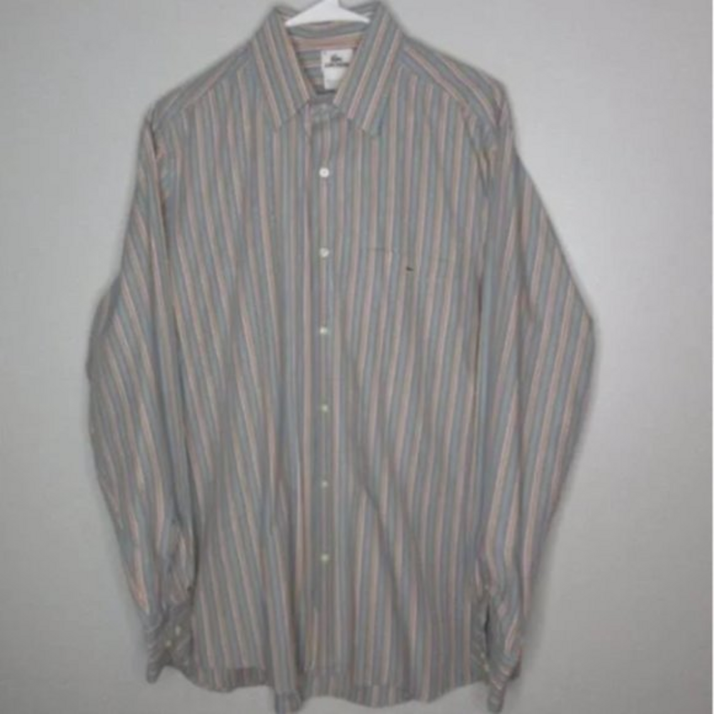 Lacoste striped long sleeve button front shirt‎